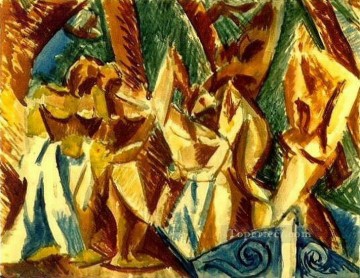 Cinq femmes 2 1907 Cubism Oil Paintings